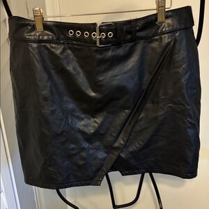 Sleek Black Leather Mini Skirt
